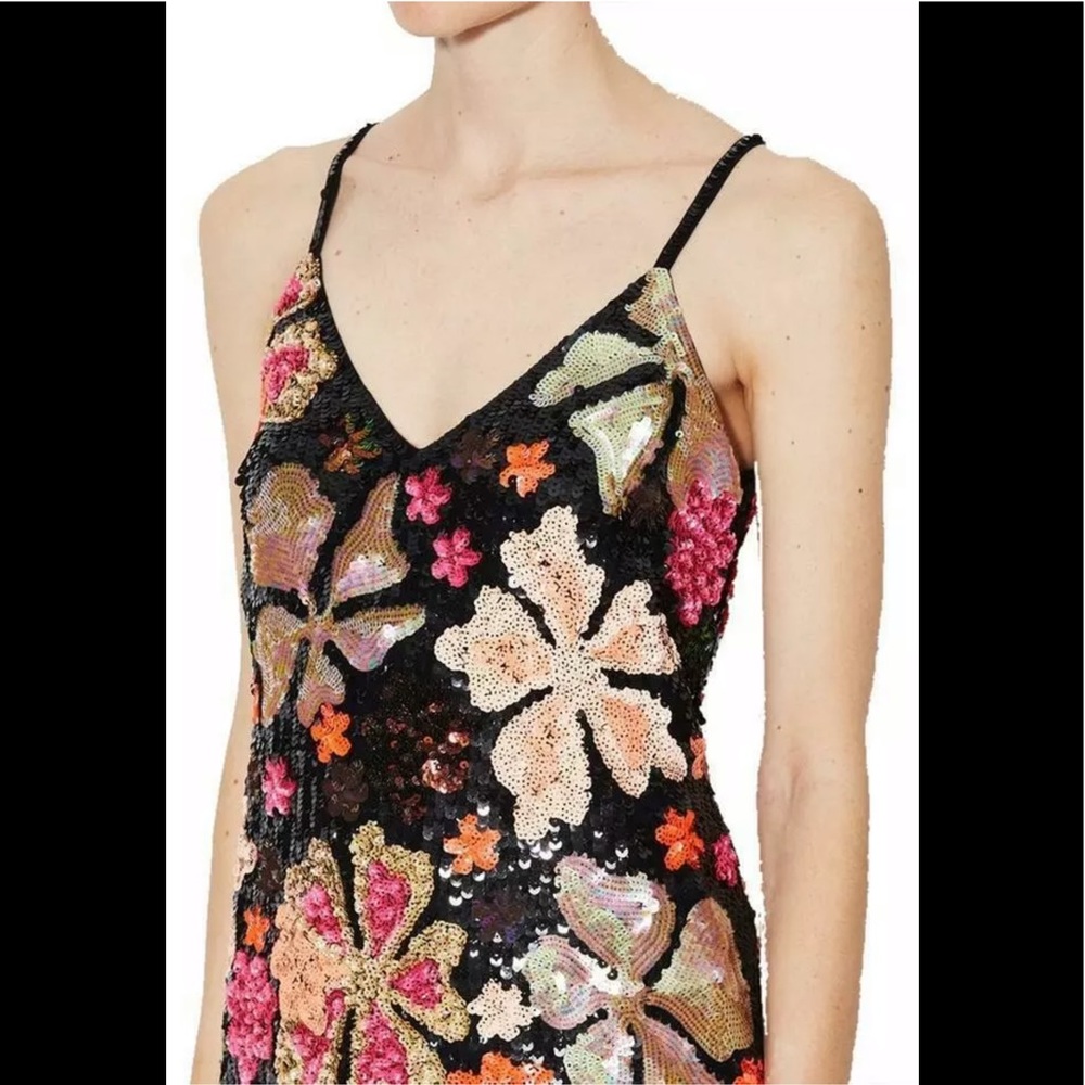 FRENCH CONNECTION FLORAL SEQUIN COCKTAIL DRESS - Picture 2 of 7